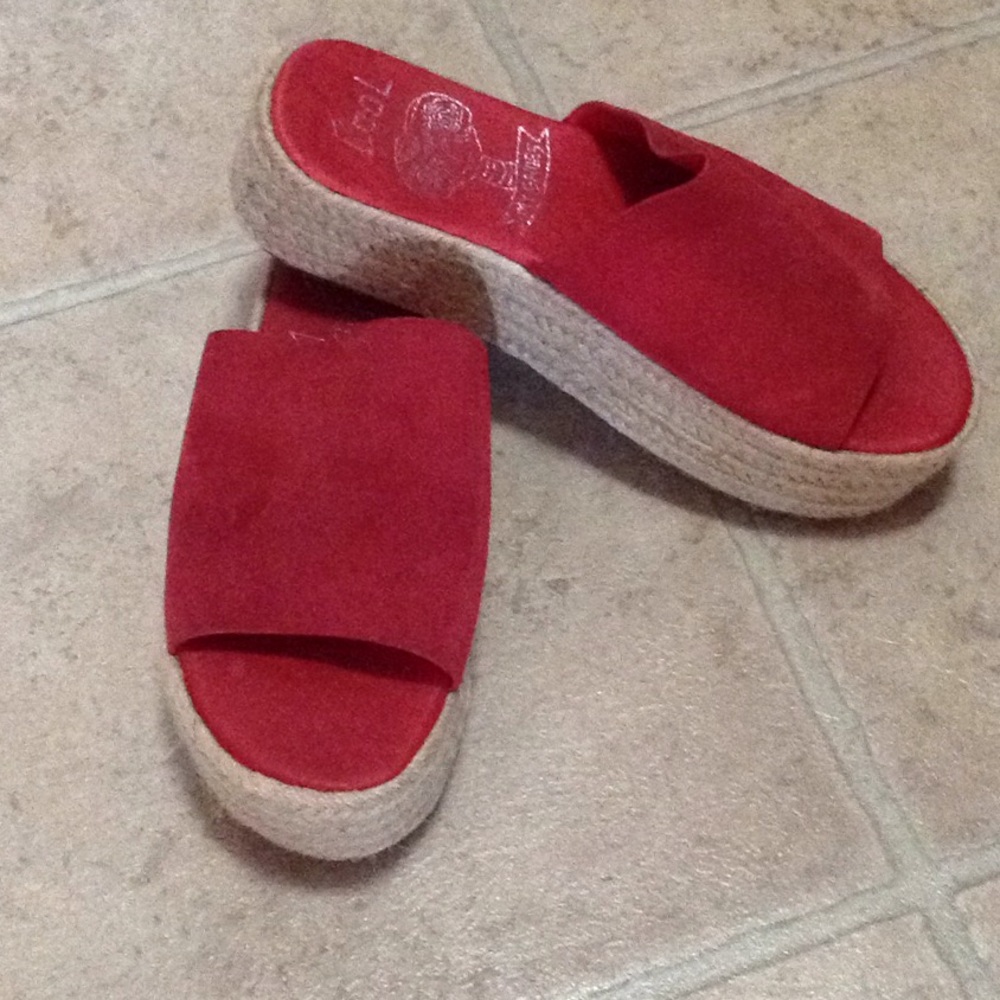 DSW red platform espadrilles